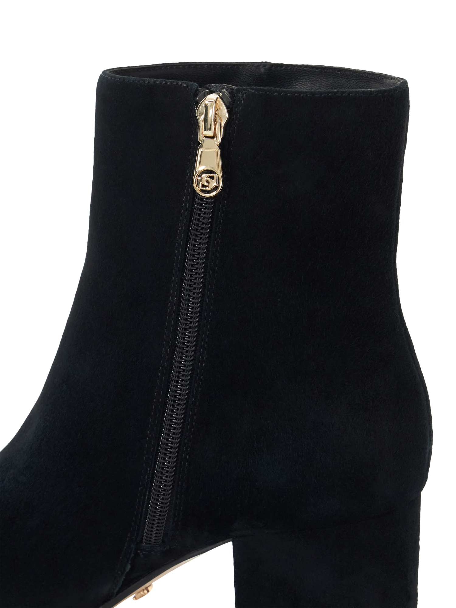 Product image 5 of 6, which shows Dune London Ottack 2 Suede Side Zip Block Heel Ankle Boots, Black, EU36