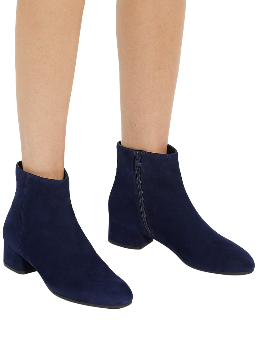 Dune Pippie Suede Ankle Boots Dark Blue