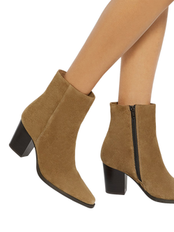 Dune London Paxten Suede Pointed Heeled Ankle Boots, Sand - view 2, Sand