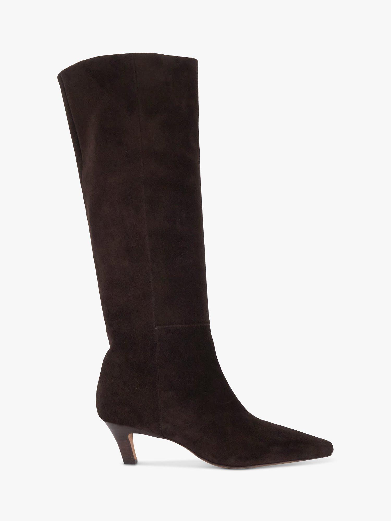 Dune London Slink Suede Long Boots, Brown