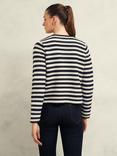 Hobbs Milly Stripe Knitted Jacket, Navy/Warm Ivory