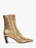 Dune London Obriele Leather Heeled Boots, Gold