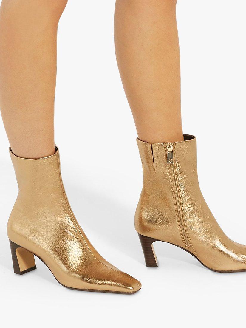 Product image 2 of 6, which shows Dune Obriele Leather Heeled Boots, Gold, EU36