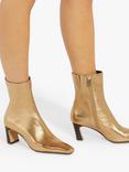 Dune London Obriele Leather Heeled Boots, Gold