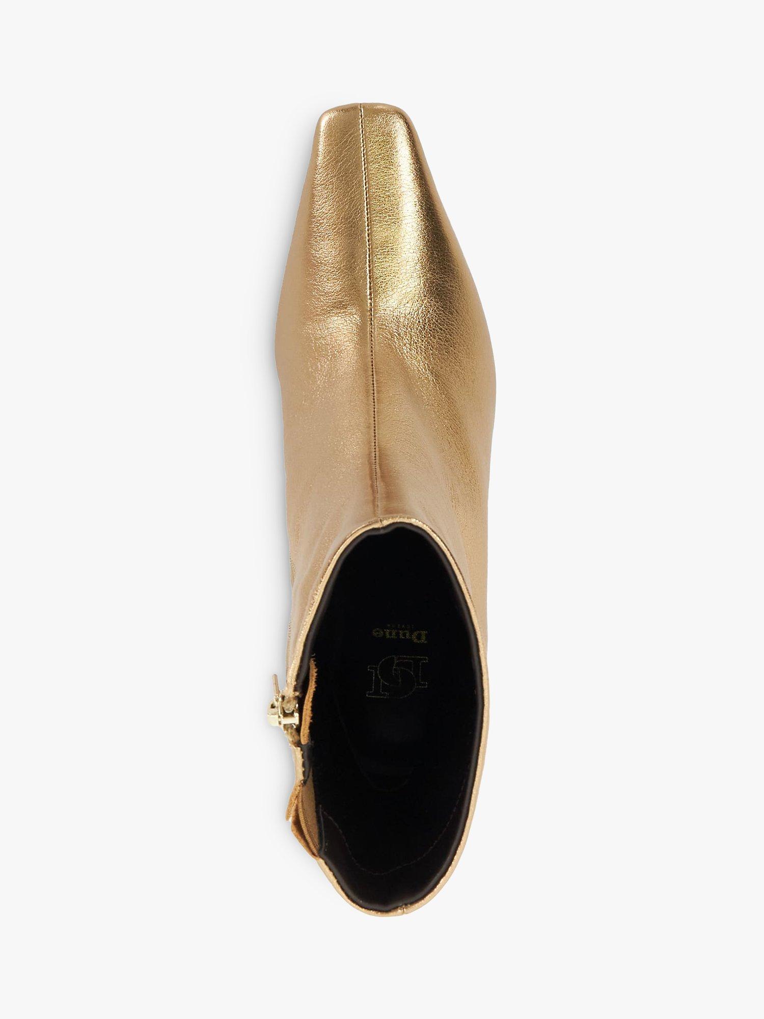 Product image 3 of 6, which shows Dune Obriele Leather Heeled Boots, Gold, EU36