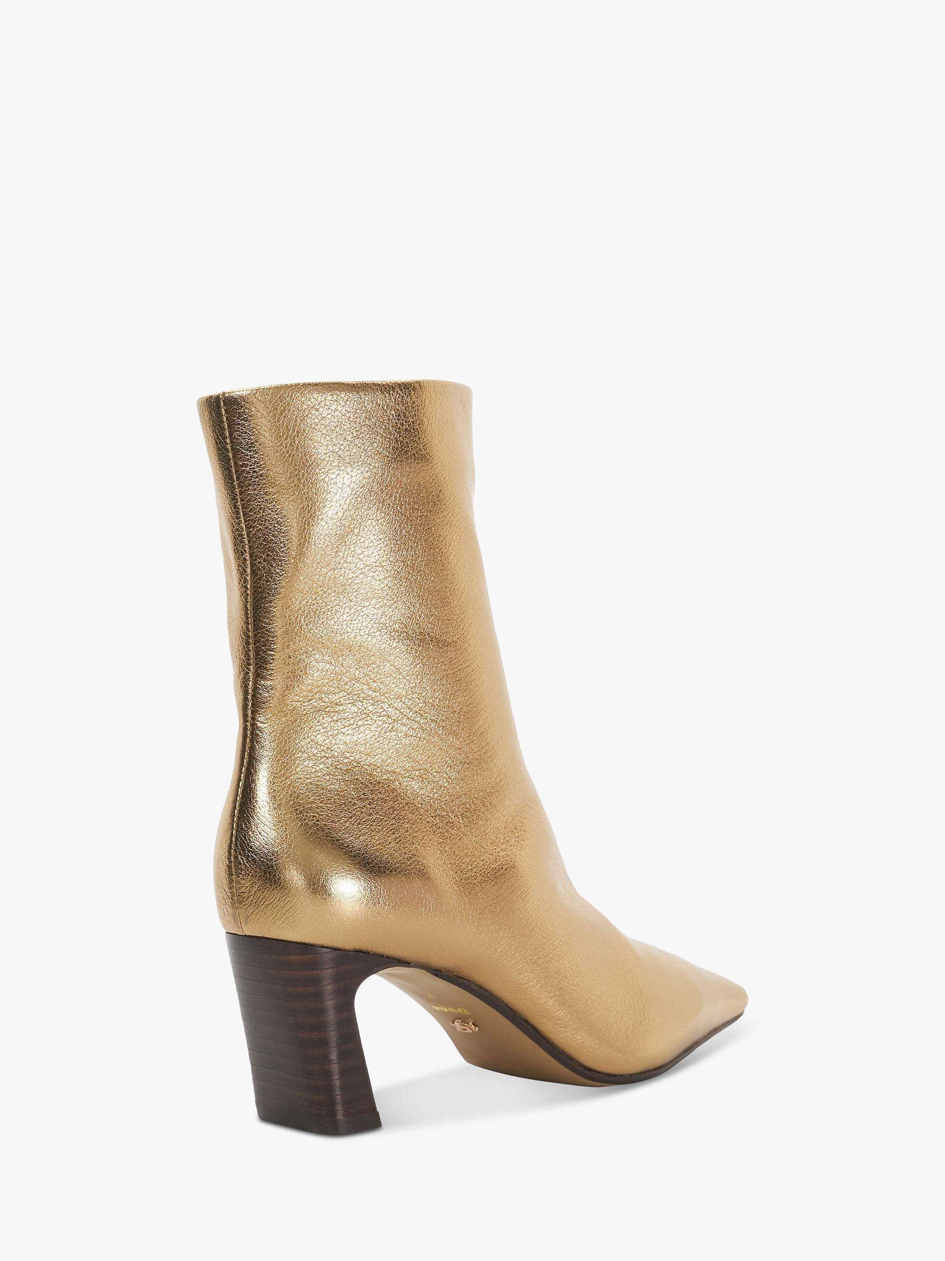 Product image 5 of 6, which shows Dune Obriele Leather Heeled Boots, Gold, EU36