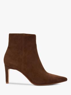 Dune London Obsessively Suede Heeled Ankle Boots, Dark Tan