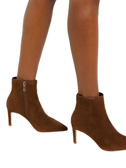 Dune London Obsessively Suede Heeled Ankle Boots - view 2, Dark Tan
