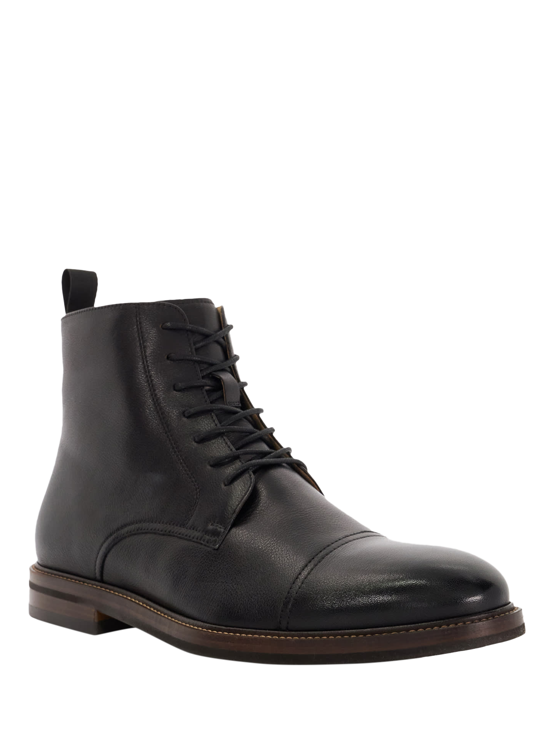 Product image 2 of 6, which shows Dune Matias Leather Lace Up Boots, Black, 6