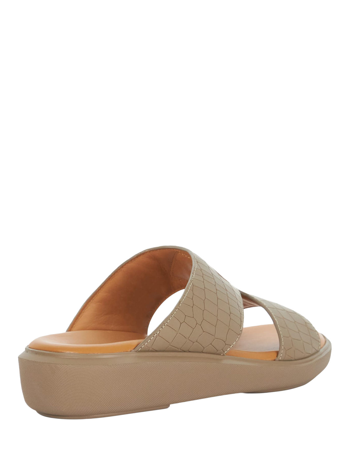 Product image 3 of 5, which shows Dune Hamish Croc Effect Leather Sandals, Taupe, 7