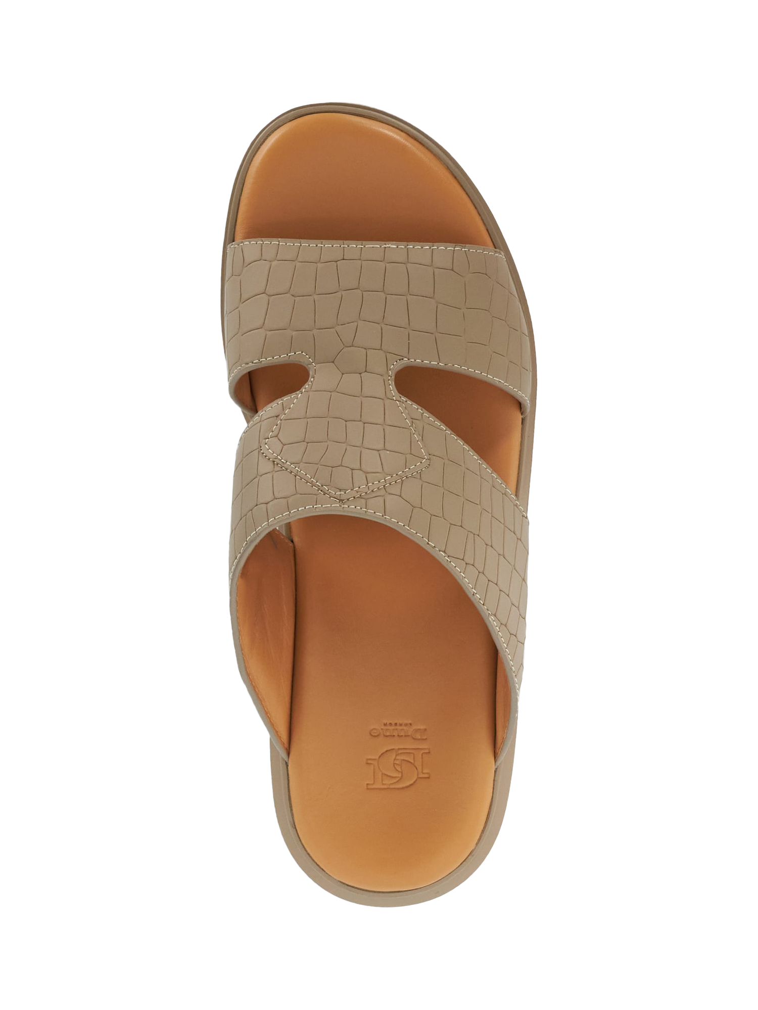 Product image 4 of 5, which shows Dune Hamish Croc Effect Leather Sandals, Taupe, 7