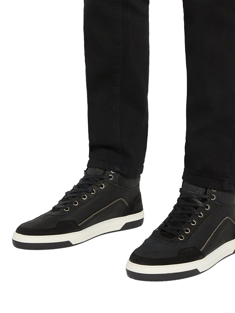 Product image 6 of 6, which shows Dune London Sydnies Leather Hi-Top Trainers, Black-leather, 6