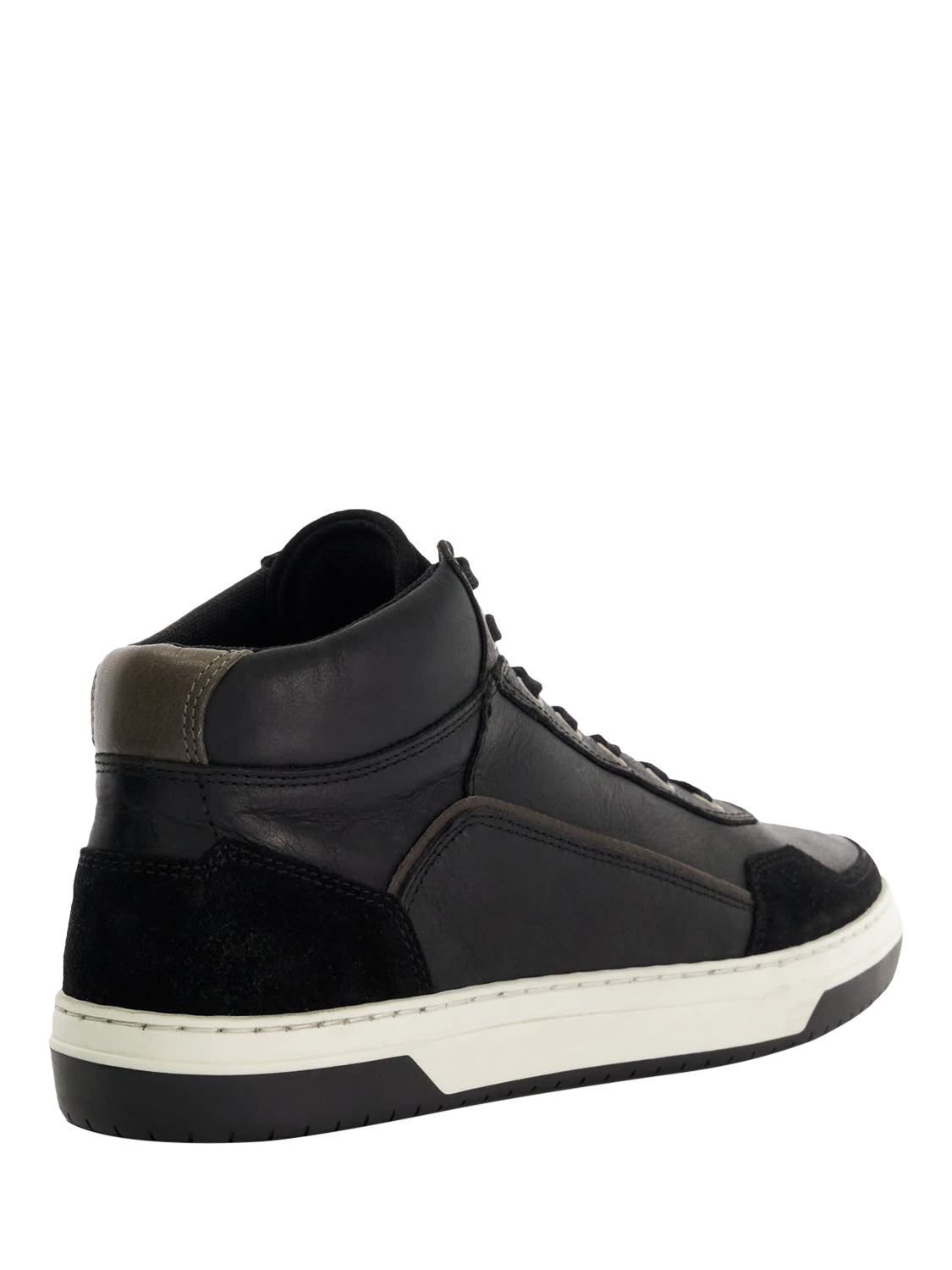 Product image 3 of 6, which shows Dune London Sydnies Leather Hi-Top Trainers, Black-leather, 6