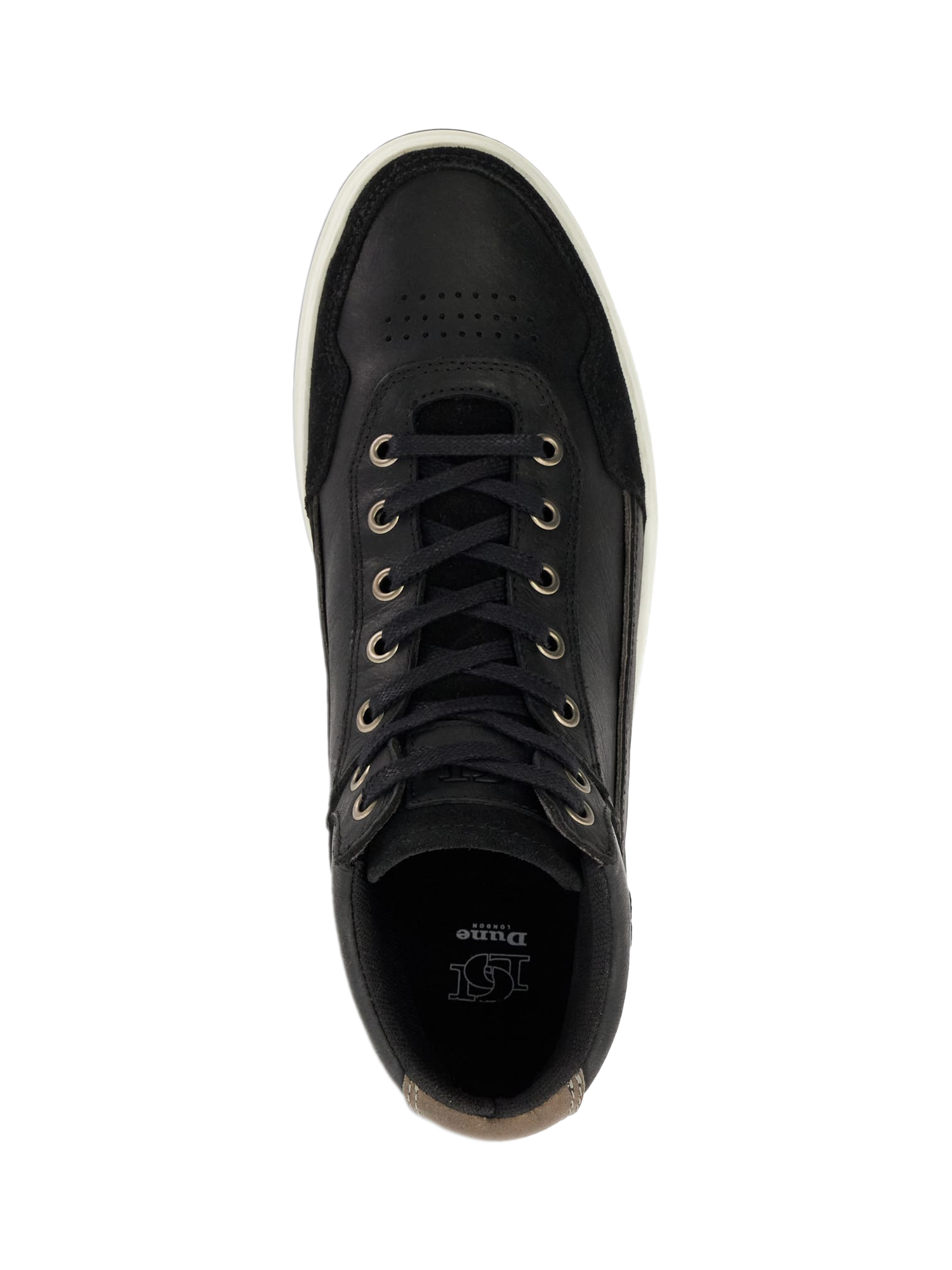 Product image 4 of 6, which shows Dune London Sydnies Leather Hi-Top Trainers, Black-leather, 6
