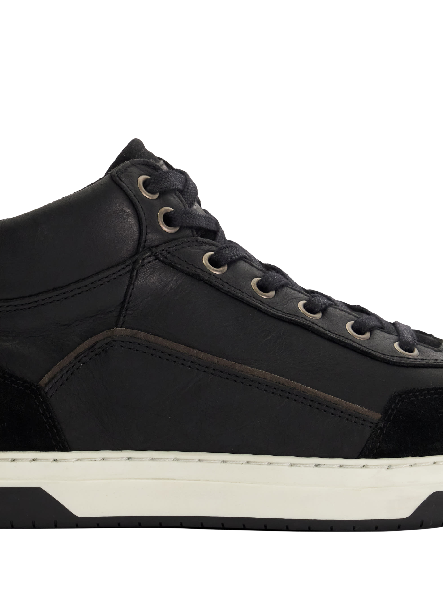 Product image 5 of 6, which shows Dune London Sydnies Leather Hi-Top Trainers, Black-leather, 6