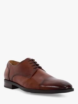 Dune London Suffix Leather Flex Sole Toecap Gibson Shoes - view 2, Dark Tan
