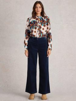 White Stuff Belle Organic Cotton Blend Corduroy Trousers, Dark Navy, Dark Navy