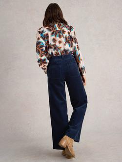 White Stuff Belle Organic Cotton Blend Corduroy Trousers, Dark Navy - view 2, Dark Navy