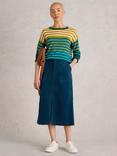 White Stuff Maren Organic Cotton Blend Corduroy Skirt, Dark Teal