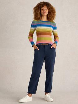 White Stuff Thea Cotton Blend Trousers - view 2, Dark Navy