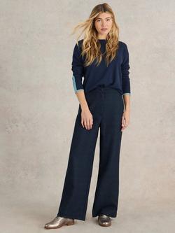 White Stuff Una Wool Blend Tweed Trousers, Navy, Navy