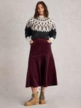 White Stuff Quinn Organic Cotton Rich Corduroy Skirt, Purple