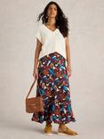 White Stuff Sara Midi Skirt, Navy/Multi