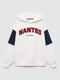 Mango Kids' Nantes Cotton Slogan Hoodie, Natural White