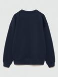 Mango Kids' Lyon Cotton Embroidered Sweatshirt, Navy