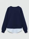 Mango Kids' Emily Sweatshirt Layered Dress, Navy