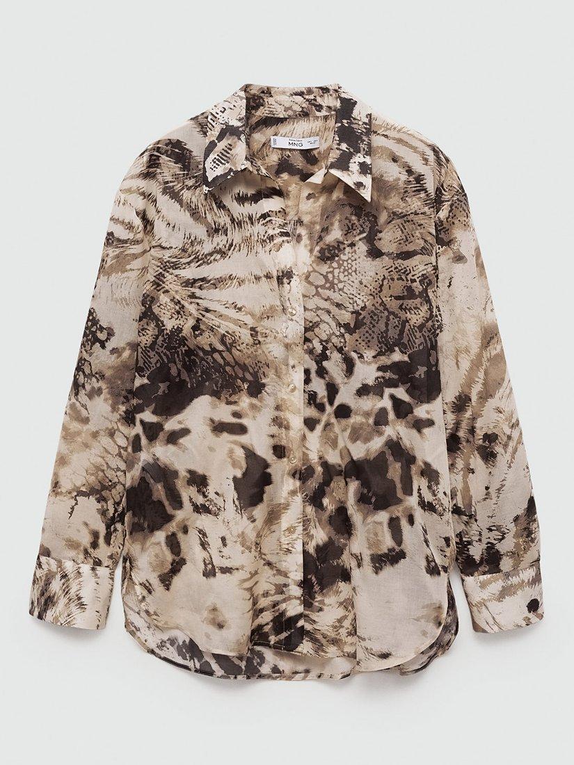 Product image 3 of 8, which shows Mango Misha Semi Sheer Animal Print Shirt, Multi, 10