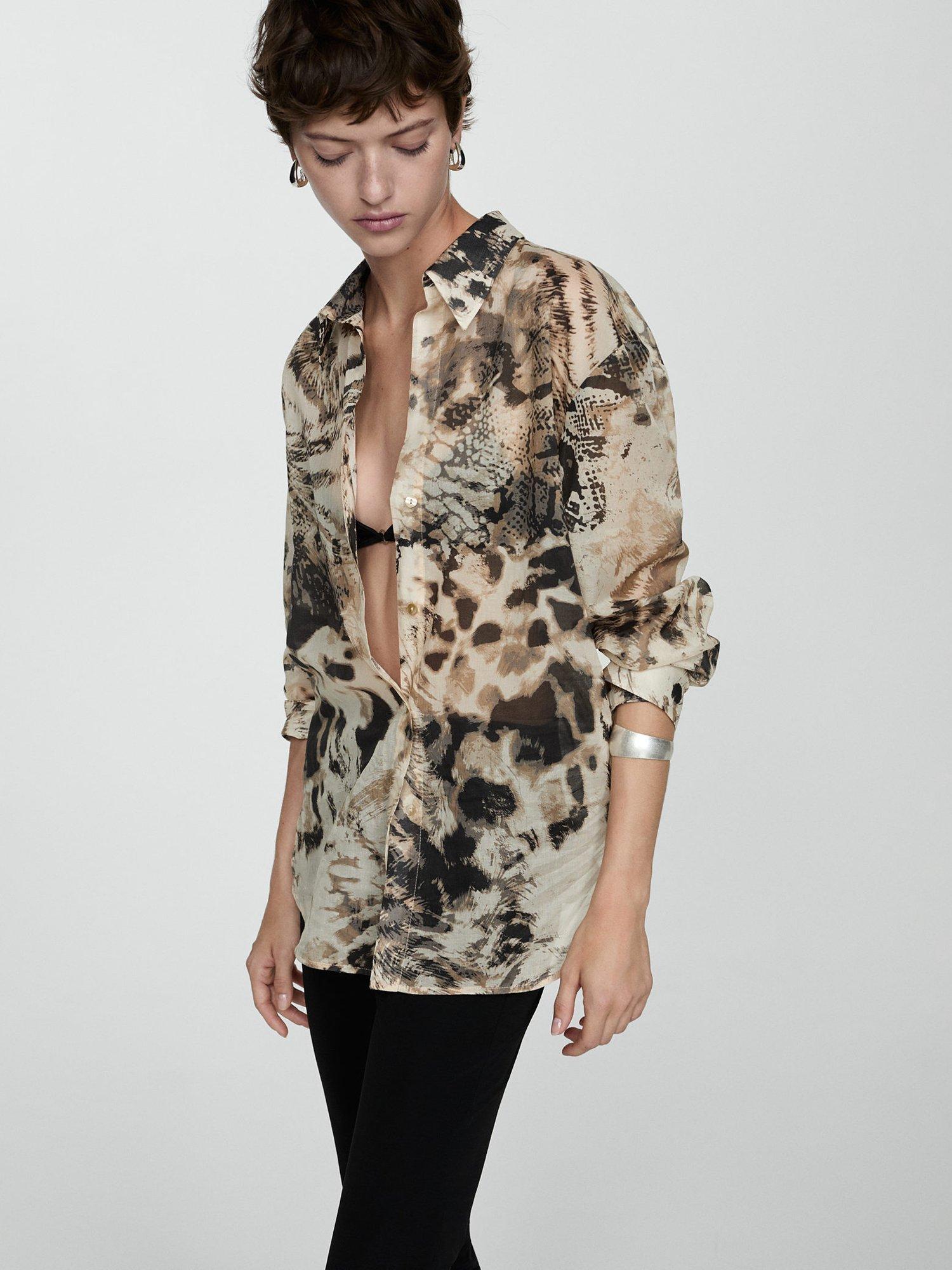 Product image 7 of 8, which shows Mango Misha Semi Sheer Animal Print Shirt, Multi, 10