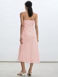 Mango Plaid Check Midi Dress, Light Pastel Pink