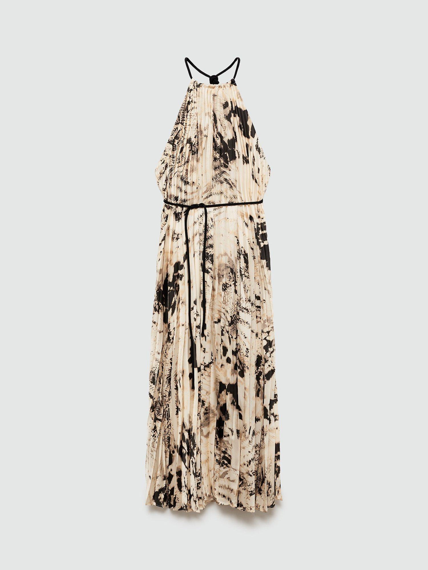 Mango Misha Pleated Dress, Cream, 10