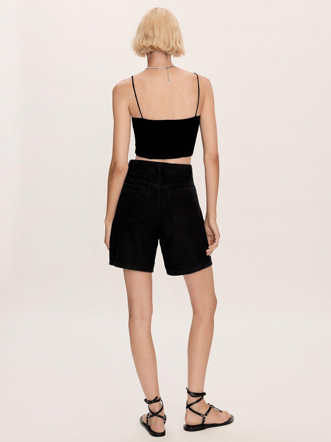 Product image 3 of 6, which shows Mango Marina Denim Shorts, Black, 4