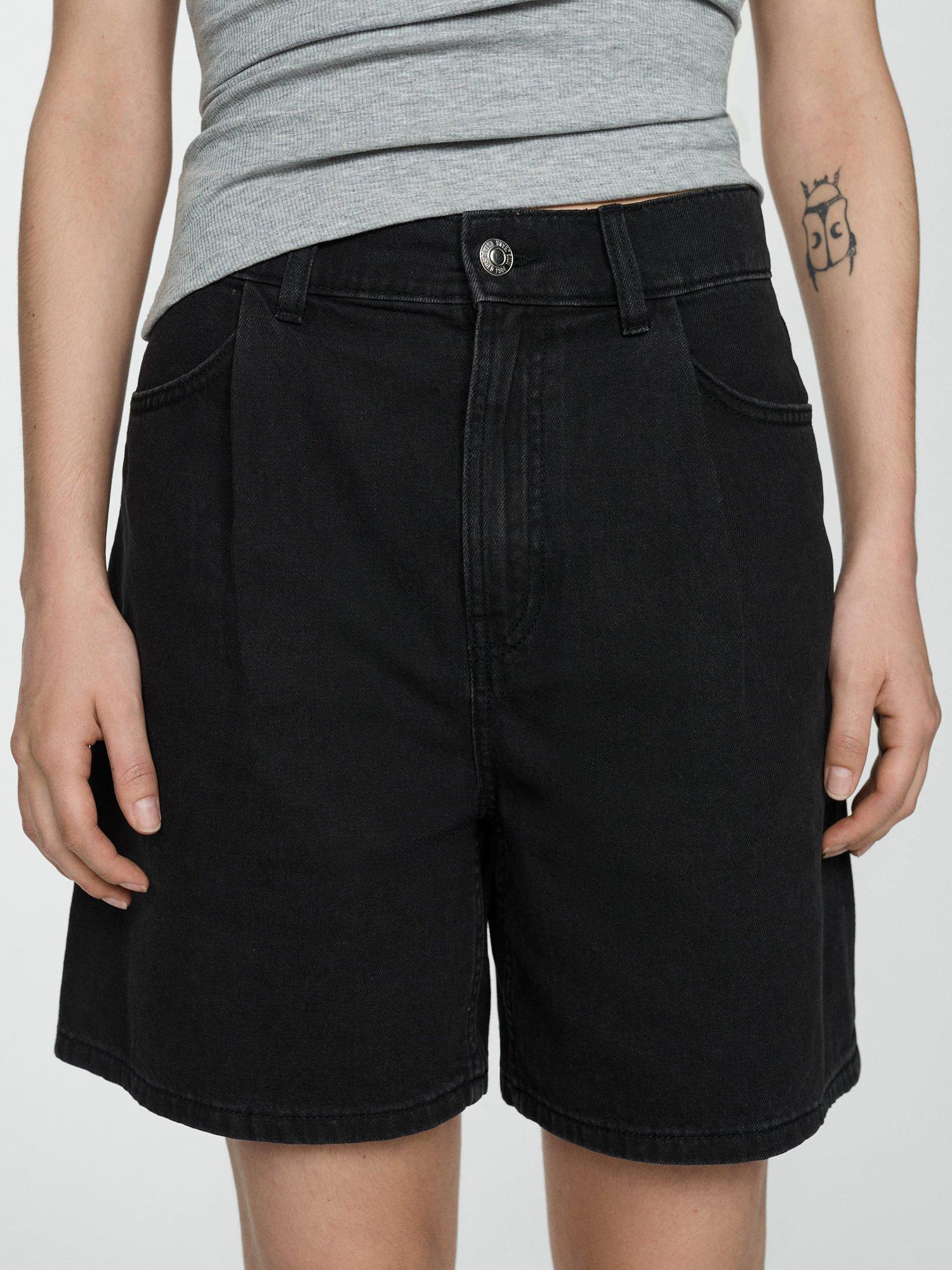 Product image 4 of 6, which shows Mango Marina Denim Shorts, Black, 4