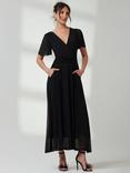 Jolie Moi Angel Sleeve Mesh Maxi Dress, Black