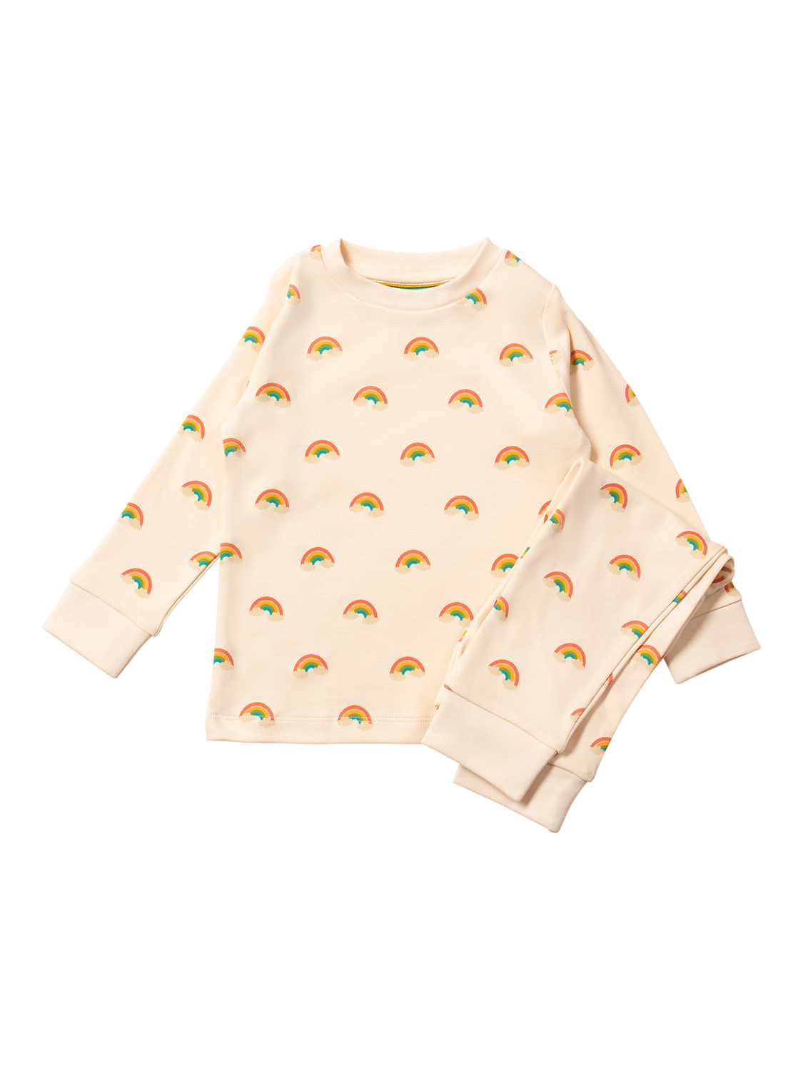Little Green Radicals Baby Organic Cotton Rainbow Pyjamas, Cream