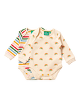 Little Green Radicals Baby Organic Cotton Rainbow Bodysuit, Pack of 2, Cream