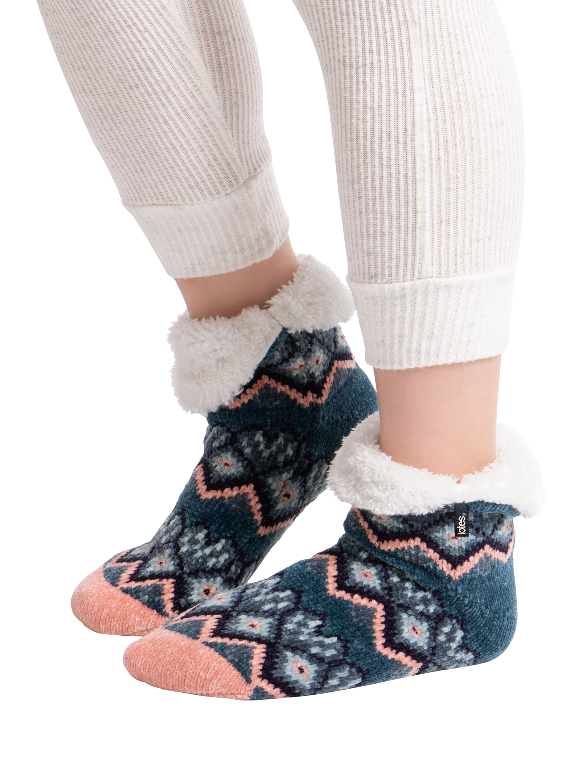 Product image 2 of 5, which shows totes Chenille Slipper Socks, Multi, One Size