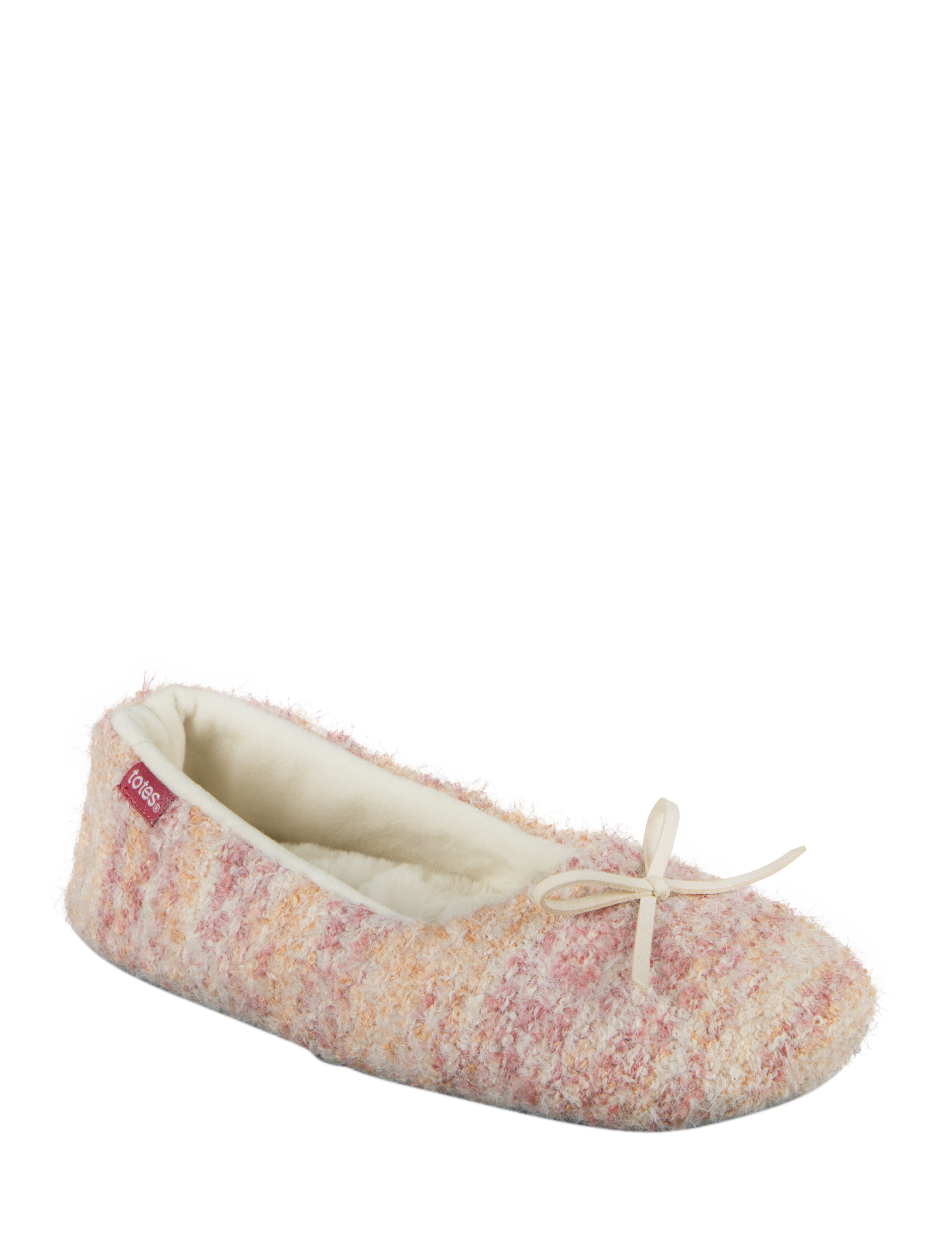 Product image 4 of 8, which shows totes Knit Ballet Slippers, Pink, 3-4
