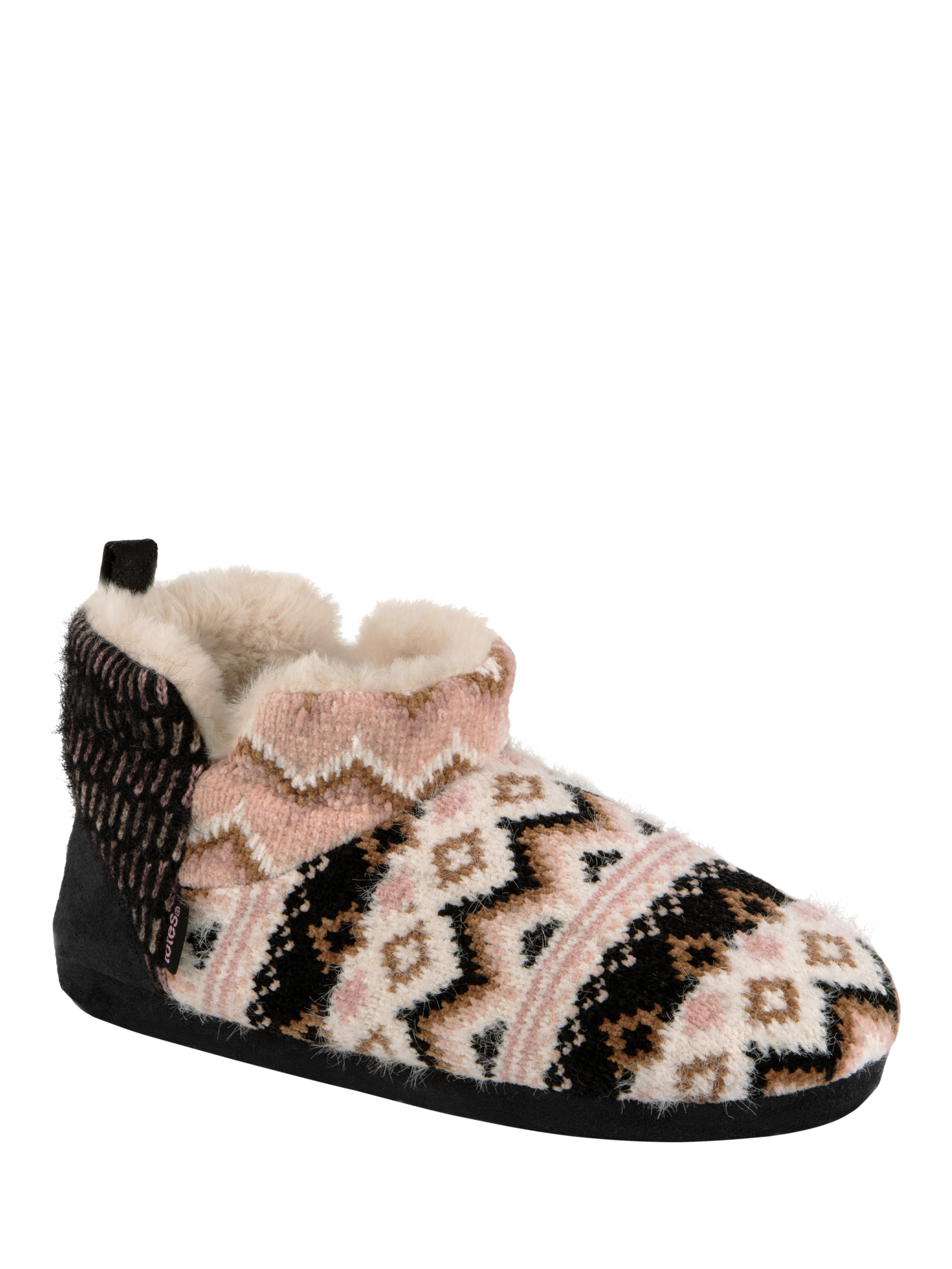 Product image 4 of 8, which shows totes Patchwork Fairisle Short Boot Slippers, Multi, 3-4