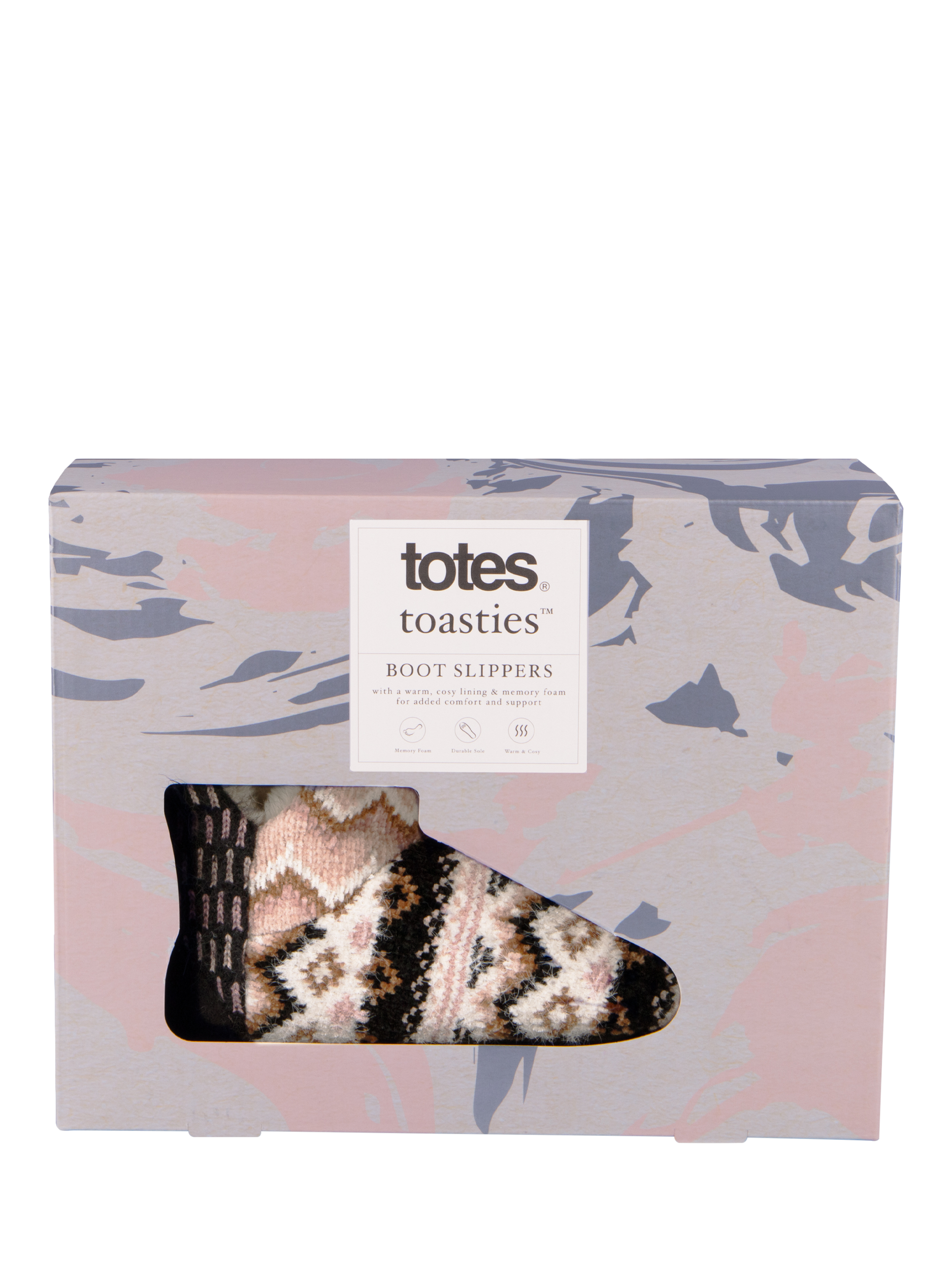 Product image 8 of 8, which shows totes Patchwork Fairisle Short Boot Slippers, Multi, 3-4