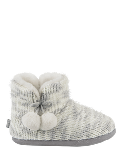 totes Knit Spacedye Boot Slippers, Grey, Grey