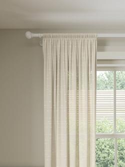 John Lewis Slot Top Slub Stripe Voile Curtain Panel, Natural Putty, Natural Putty