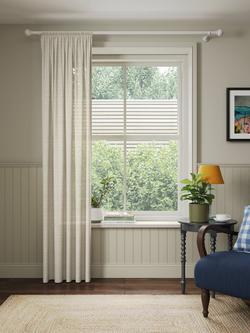John Lewis Slot Top Slub Stripe Voile Curtain Panel, Natural Putty - view 2, Natural Putty