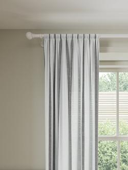 John Lewis Slot Top Stripe Voile Curtain Panel, White/Blue, White & Blue