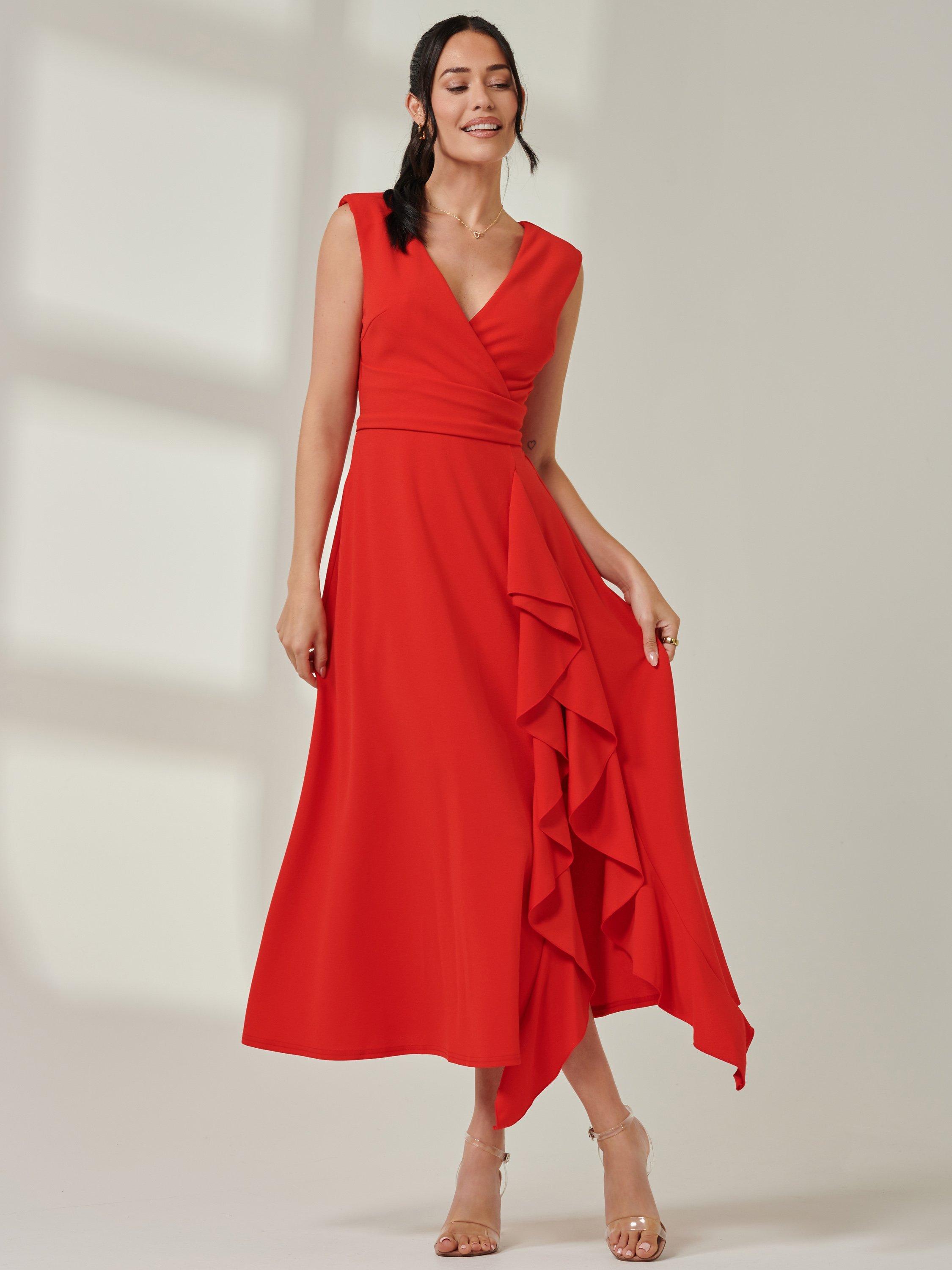 Jolie Moi Frill Maxi Dress, Red
