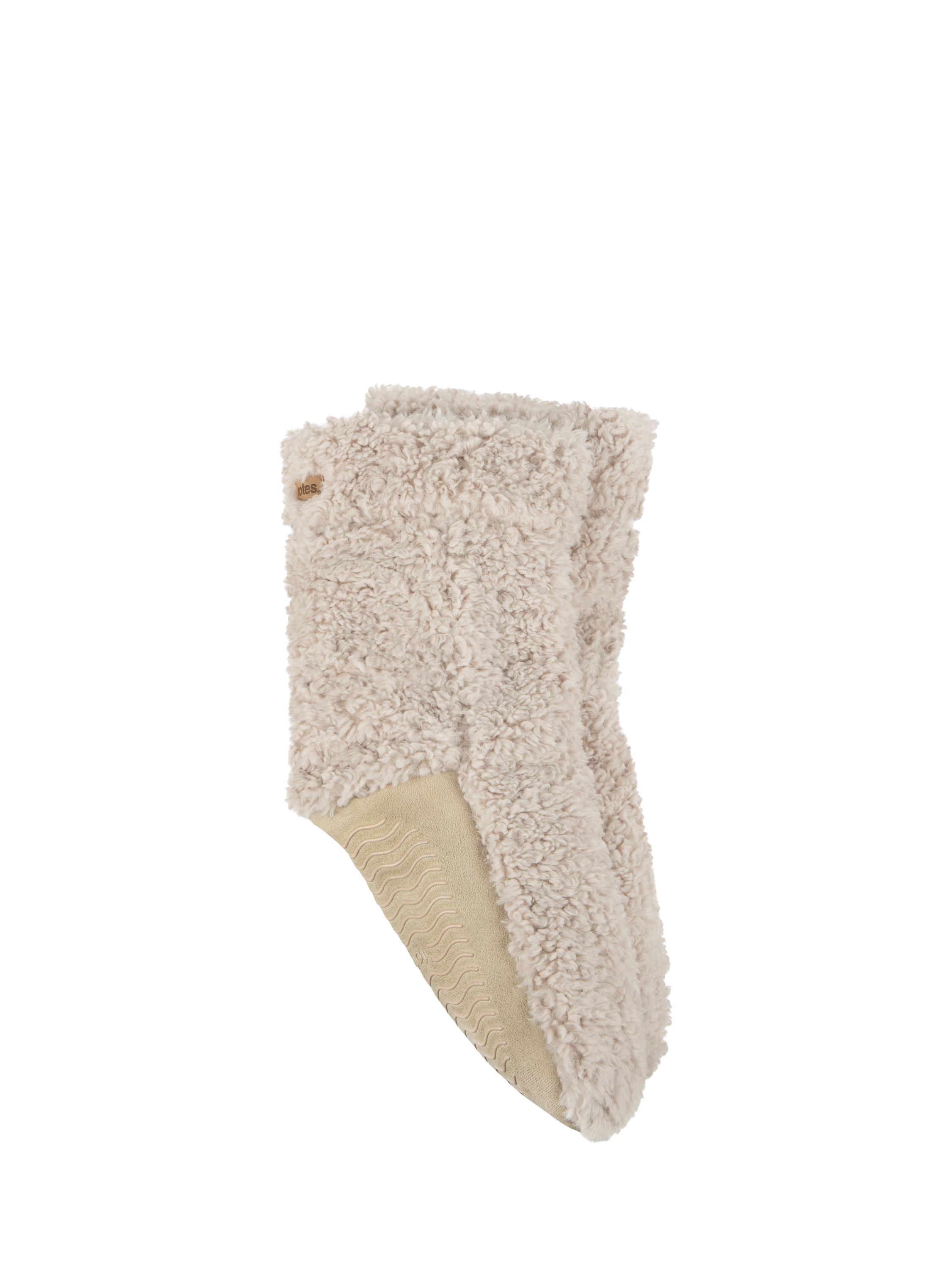 Product image 1 of 5, which shows totes Faux Fur Slipper Sock Booties, Cream, One Size