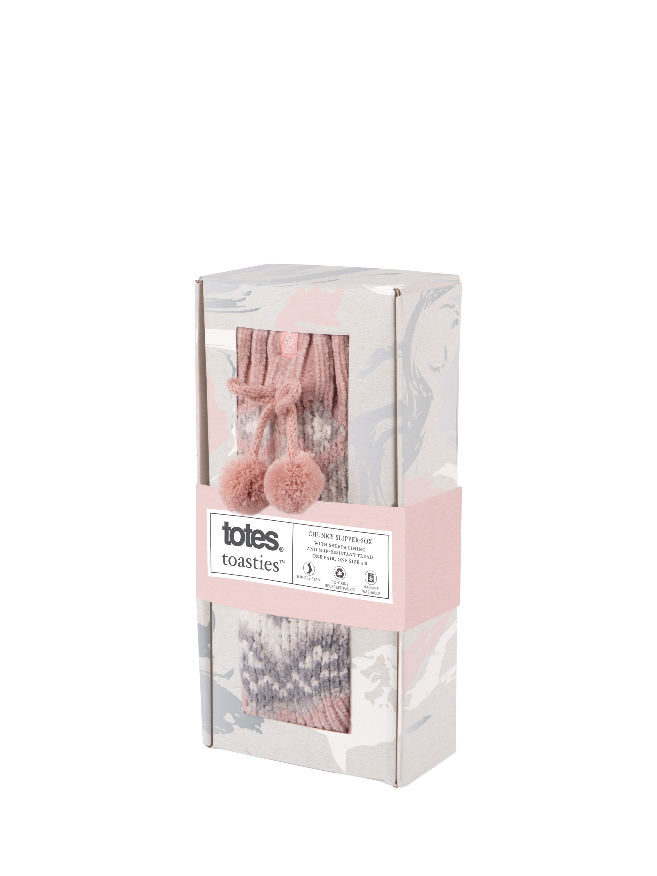 Product image 4 of 5, which shows totes Fairisle Chenille Slipper Socks, Pink Fairisle, One Size